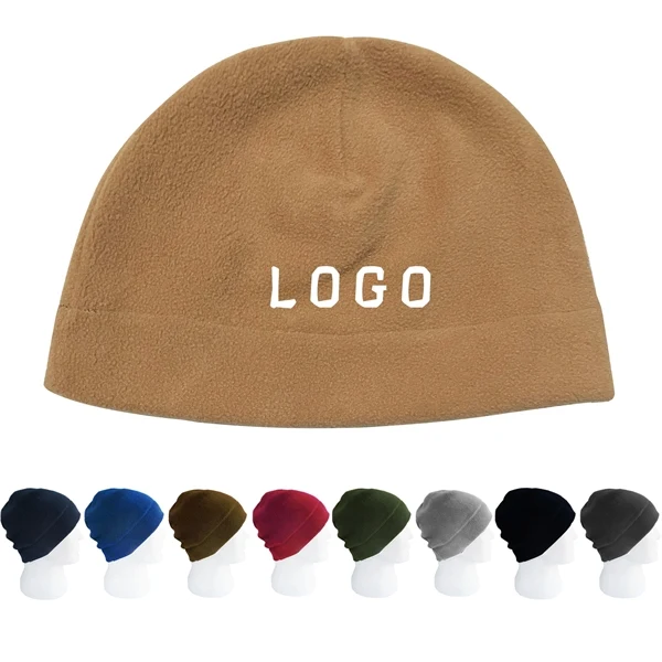 Custom 10" Polar Fleece Beanie Hat with Logo — Warm Winter Outdoor Apparel 1