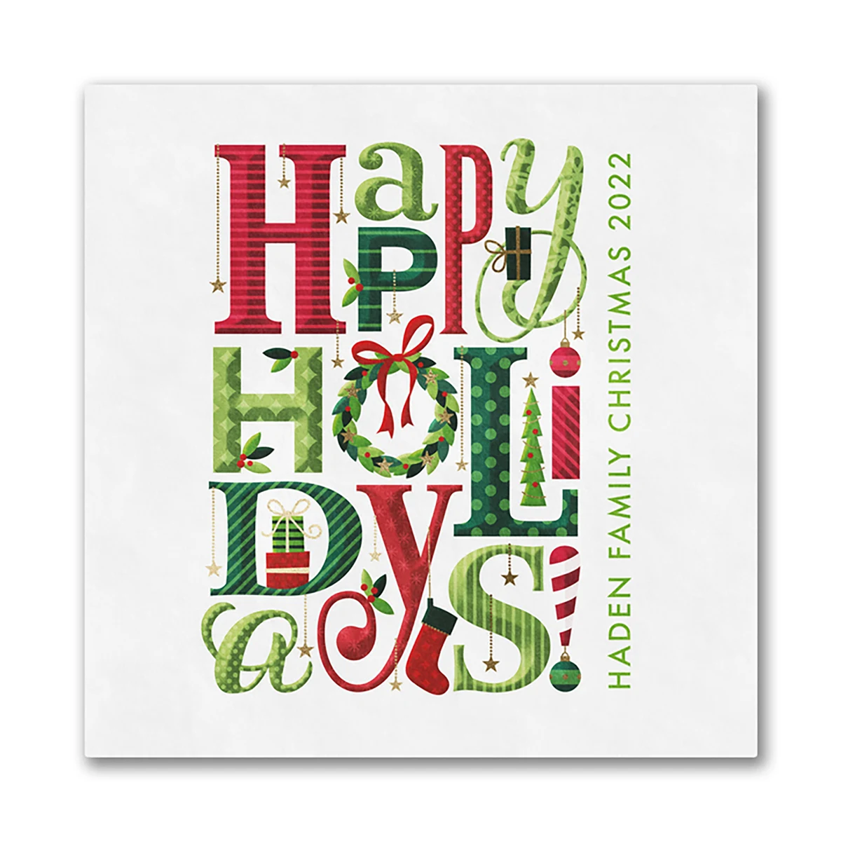 Happy Holiday Typography Luncheon Ooh La Color Napkin 1