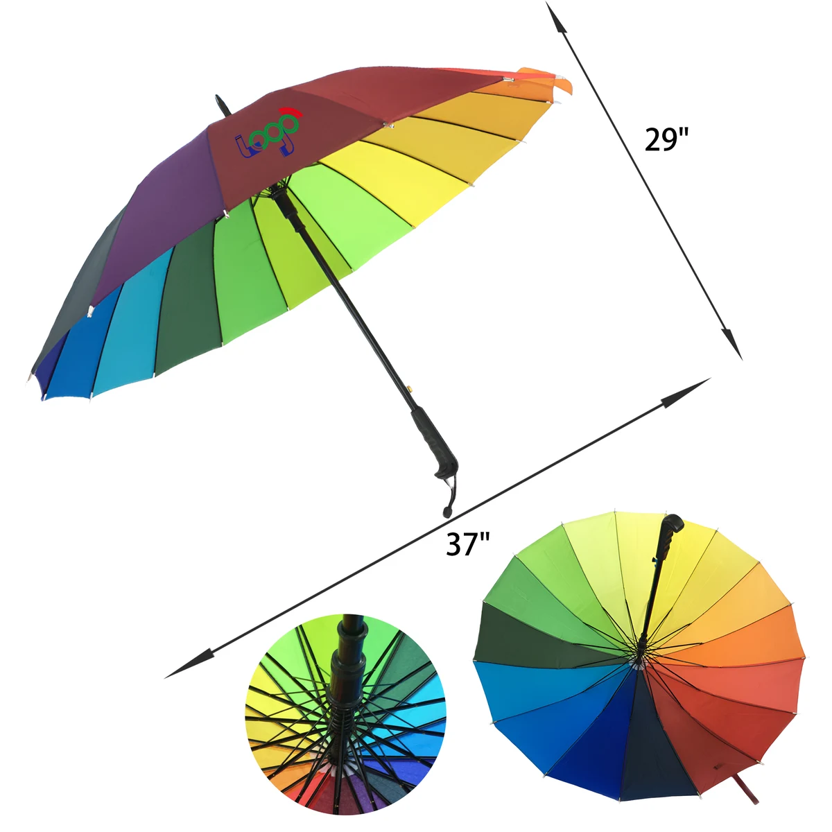 MOQ 50 PCS Versatile 16 Ribs Rainbow Umbrella 1