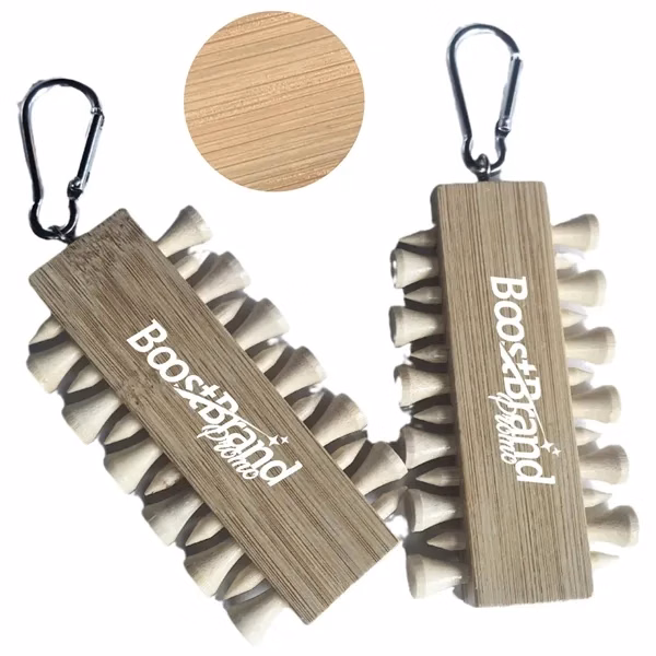 Custom Wooden Golf Tee Holder with Carabiner — Corporate Tournament Giveaway