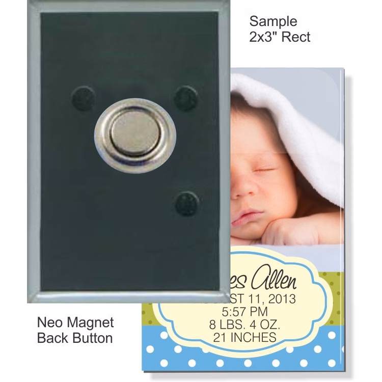Neo Magnet 2 X 3 Inch Rectangular Button