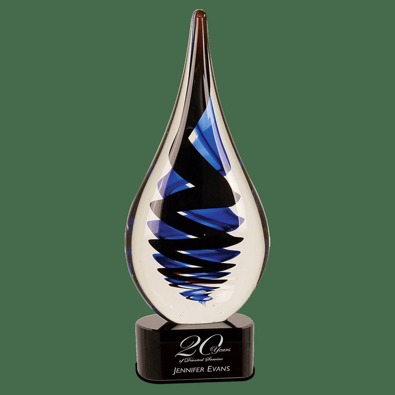 11 1/4" Black Twist Raindrop Art Glass