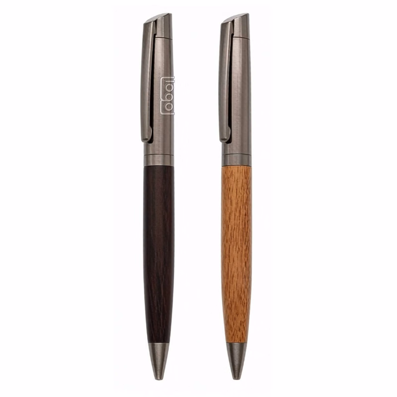 Twist Metal Wood Grain Ballpoint Pen