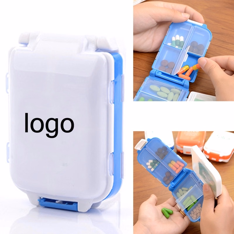 Folding 8 Compartment Travel Pill Organizer Box