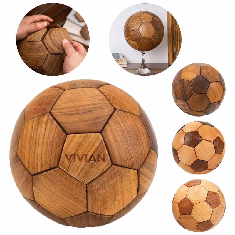 Wooden Mortise Puzzle Soccer Ball
