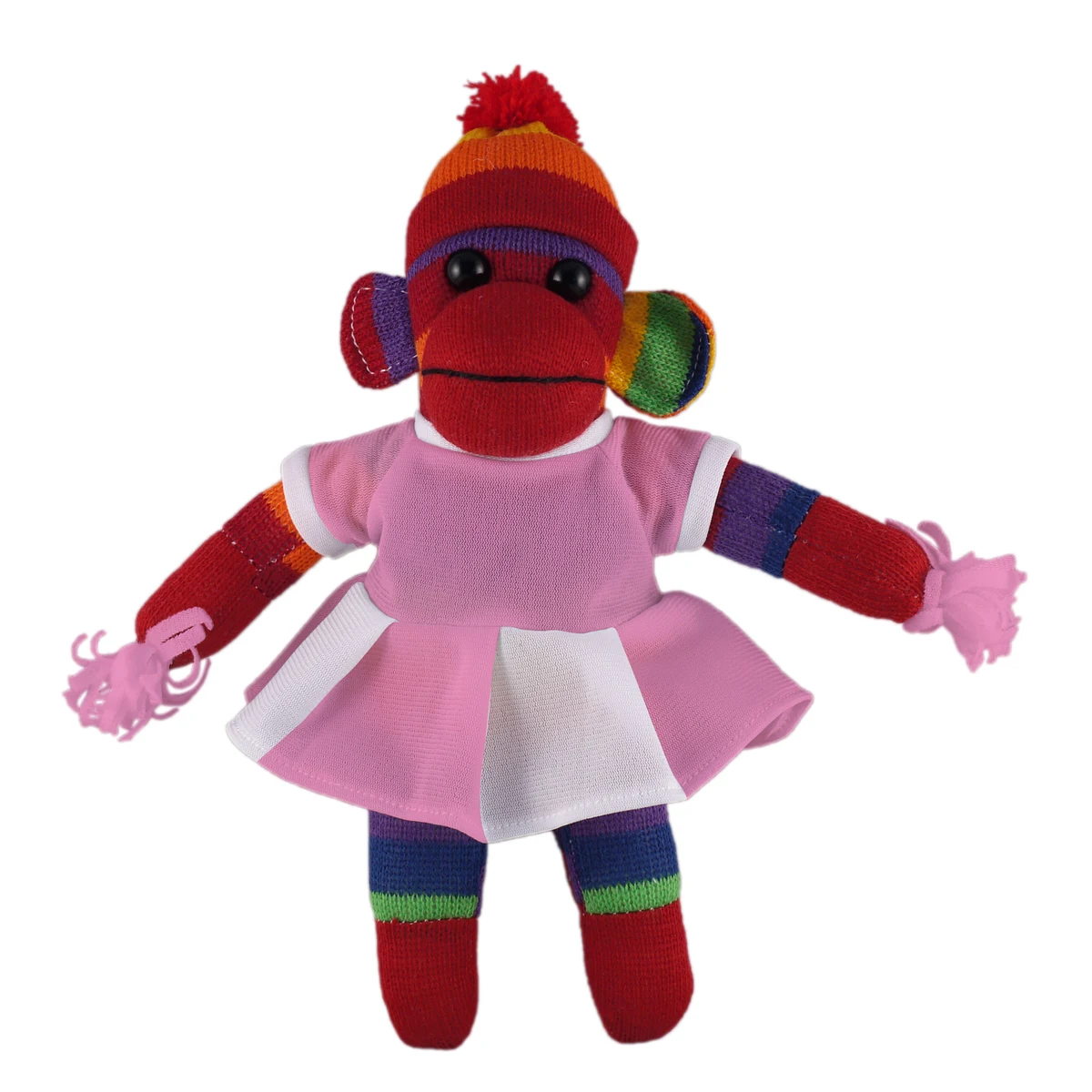 Rainbow Sock Monkey (Plush) with Cheerleader Outfit 1