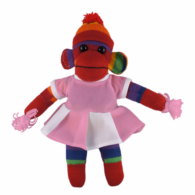 Rainbow Sock Monkey (Plush) with Cheerleader Outfit