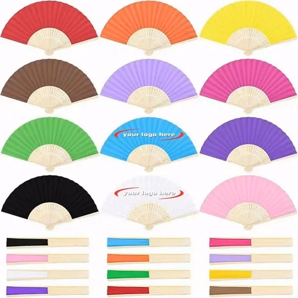 Custom 8.27 Inch Paper DIY Folding Hand Fan — Full-Color Event Accessory
