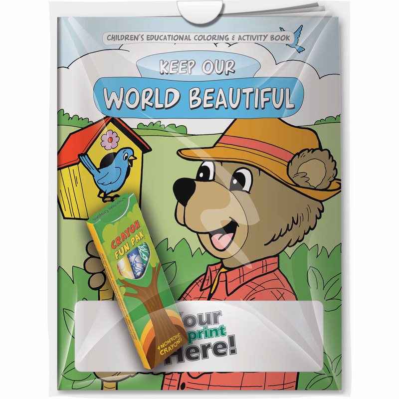 Combo Pack - CB1054 Coloring Book & 4-Pack of Crayons in a Poly Bag