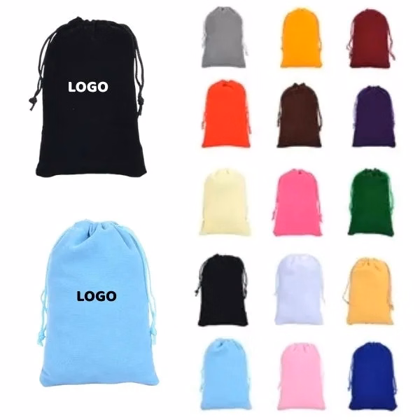 Colorful Velvet Drawstring Gift Bag with Full Pile Coating