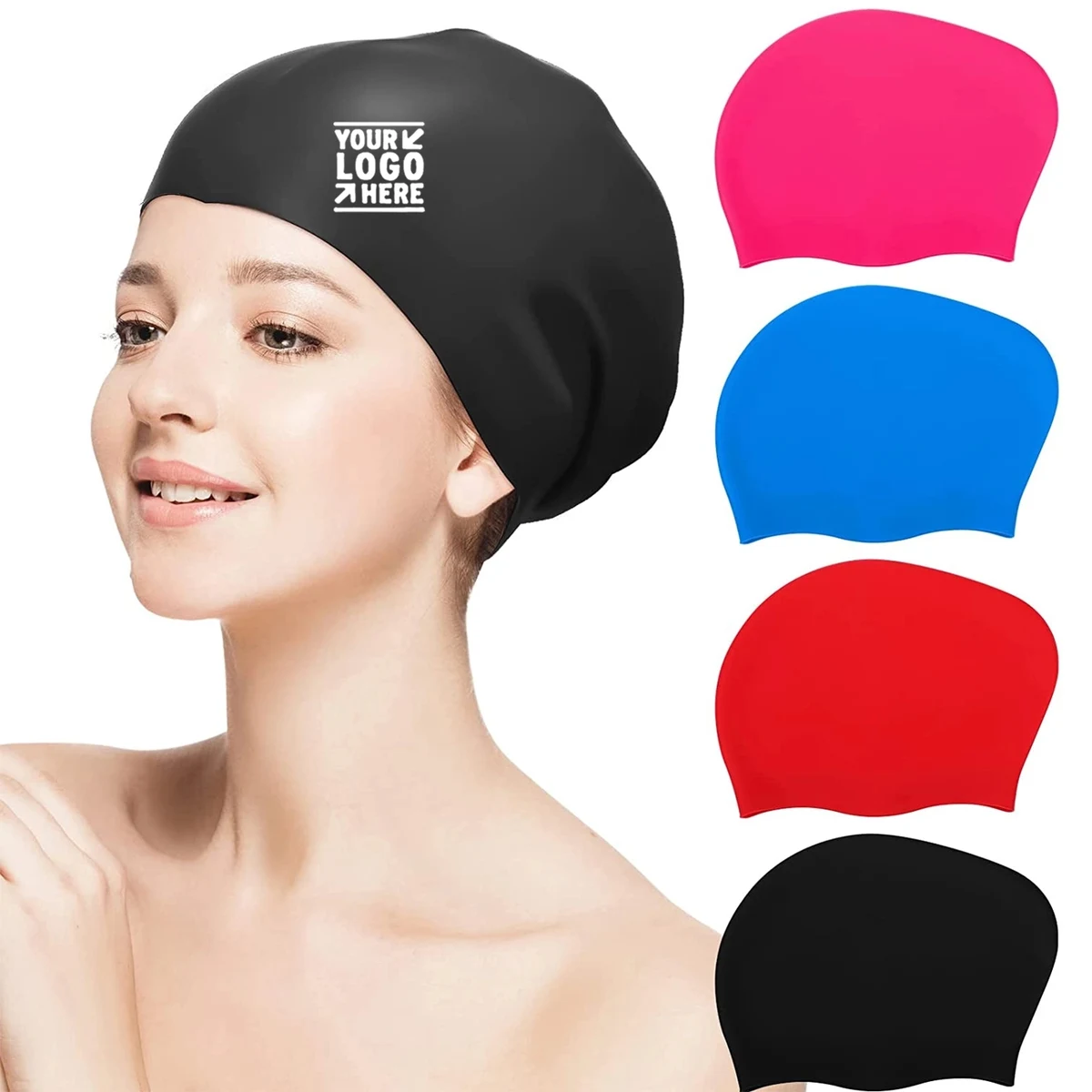 Long Hair Silicone Swim Cap 1
