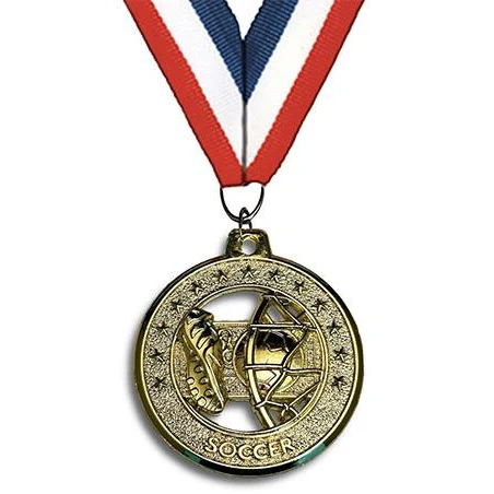 Medallion: 2" Circle Cut Out Soccer Gold wit 1