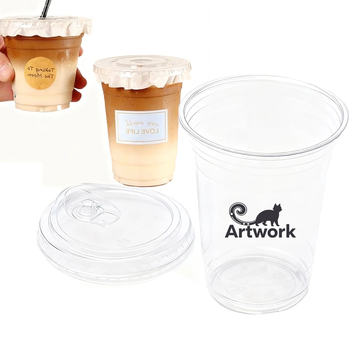 16oz Disposable Clear Plastic Cup W/Lid 1