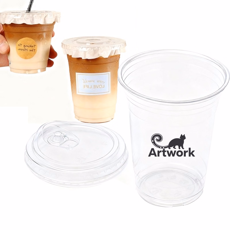 16oz Disposable Clear Plastic Cup W/Lid