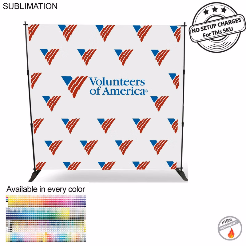 Volunteer, Non-for-profit 8' Backdrop, Media Wall, with Full Color Graphics, Photos, NO SETUP CHARGE