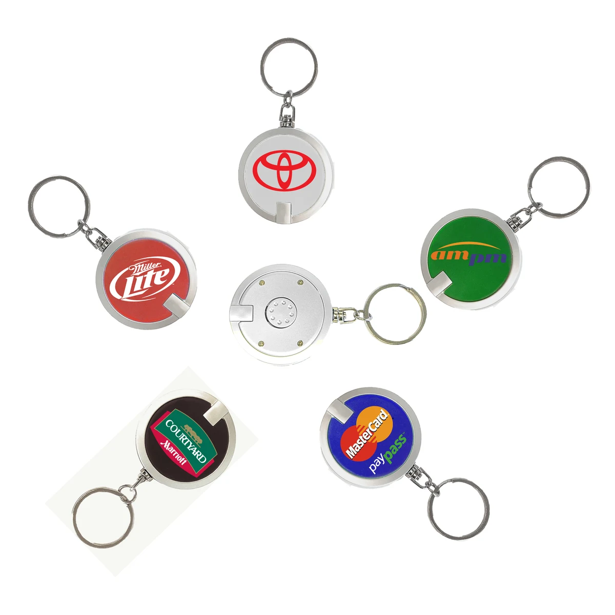 Deluxe coaster shape round flashlight Key Chain 1