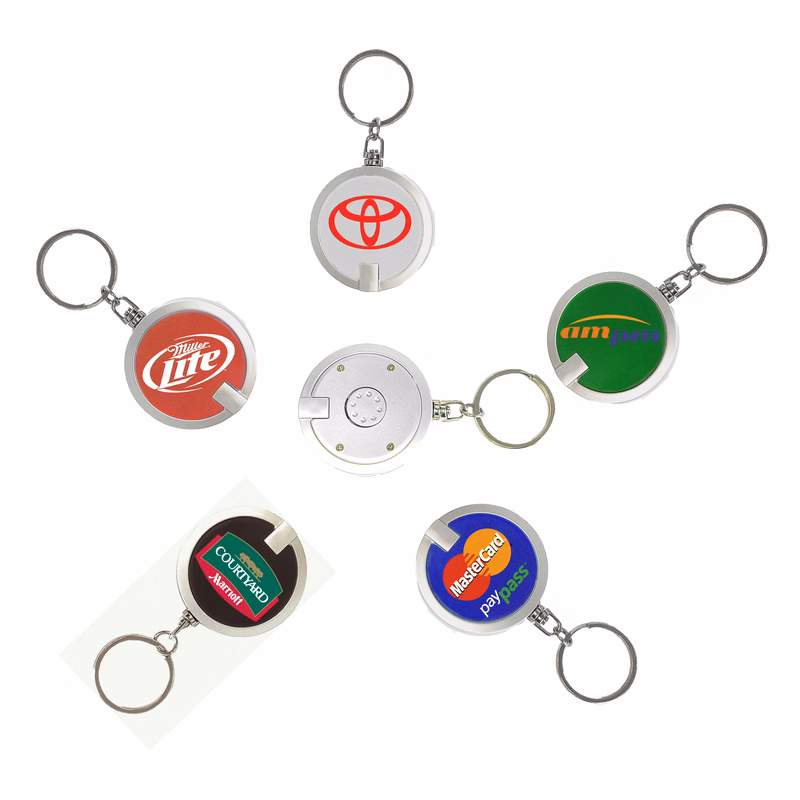 Deluxe coaster shape round flashlight Key Chain