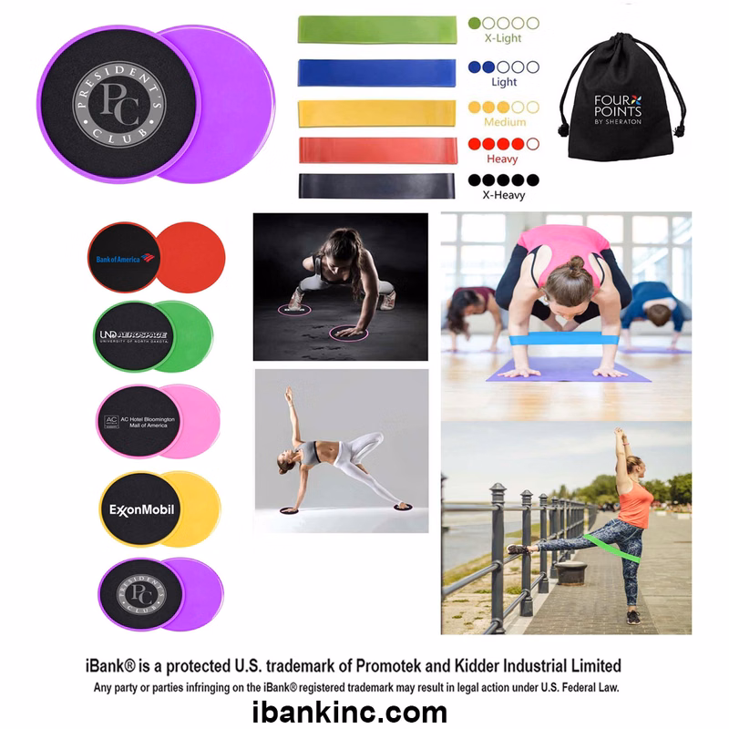 iBank ® Fitness Resistance Bands Set + Exercise Sliders