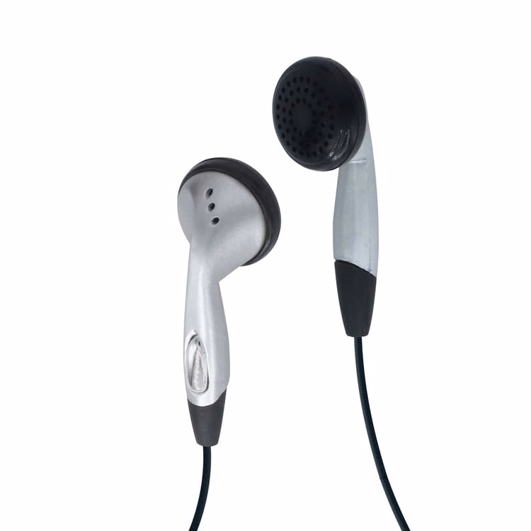 Single Use Stereo Earbuds - Silver/Black 3.5mm Wired