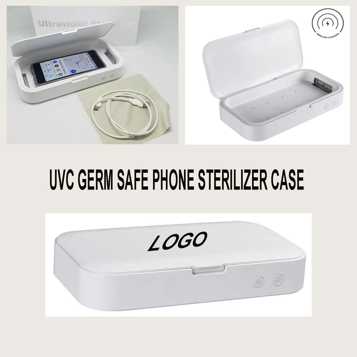 UVC GERM SAFE PHONE STERILIZER CASE W/10W WIRELESS CHARGER 1