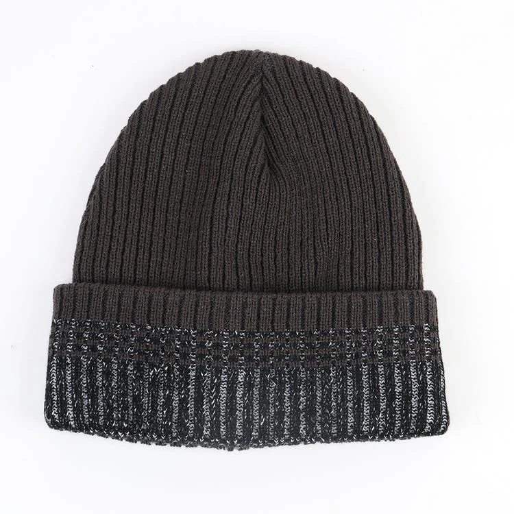 Adult Winter Beanie Hats - Charcoal/Marled Cuff Acrylic 1