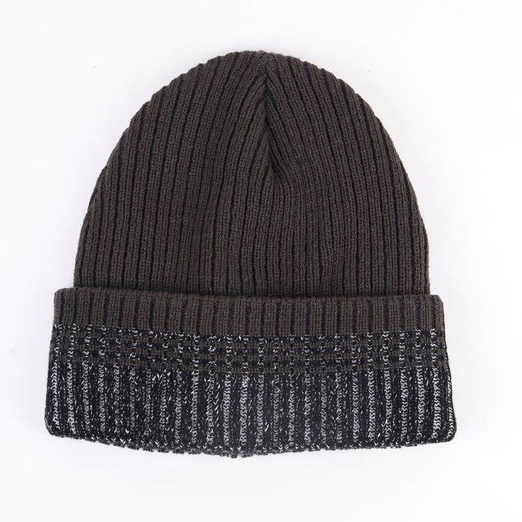 Adult Winter Beanie Hats - Charcoal/Marled Cuff Acrylic