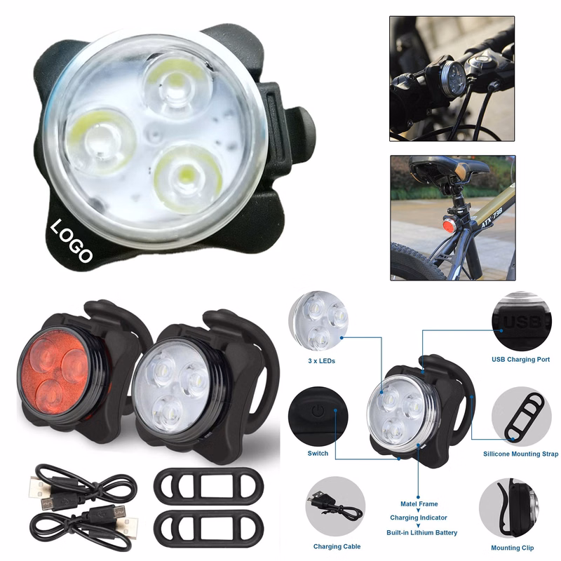 USB Rechargeable Bicycle Light Set