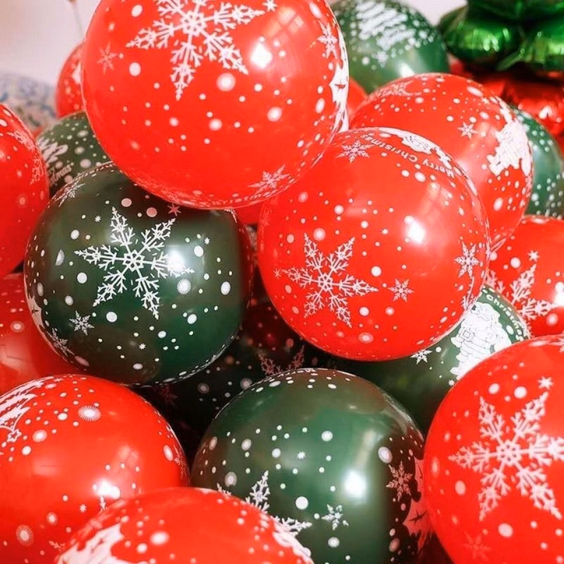 10 Inch 12 Inch Christmas Decoration Balloon Set Santa Claus Snowflake Decoration Latex Balloon