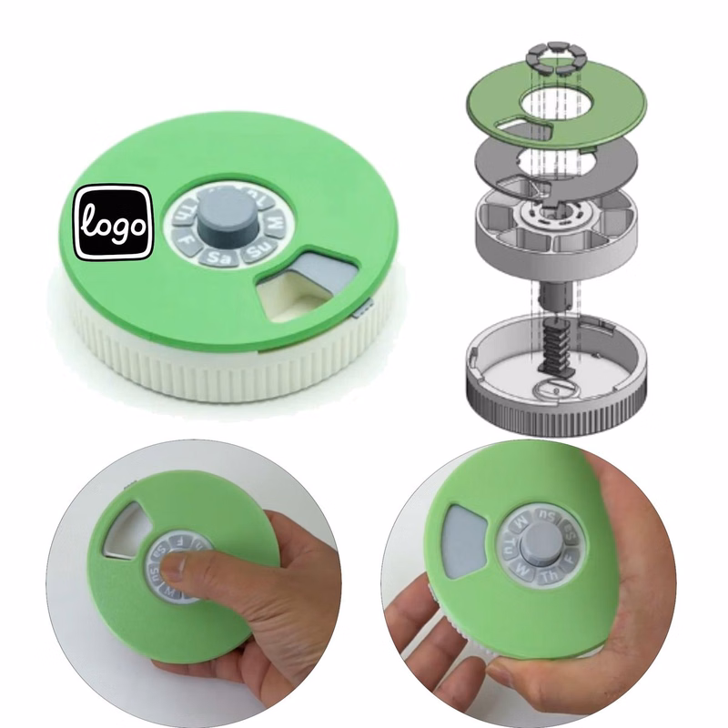 Push Turn Mechanism With Weekly Pill Organizer