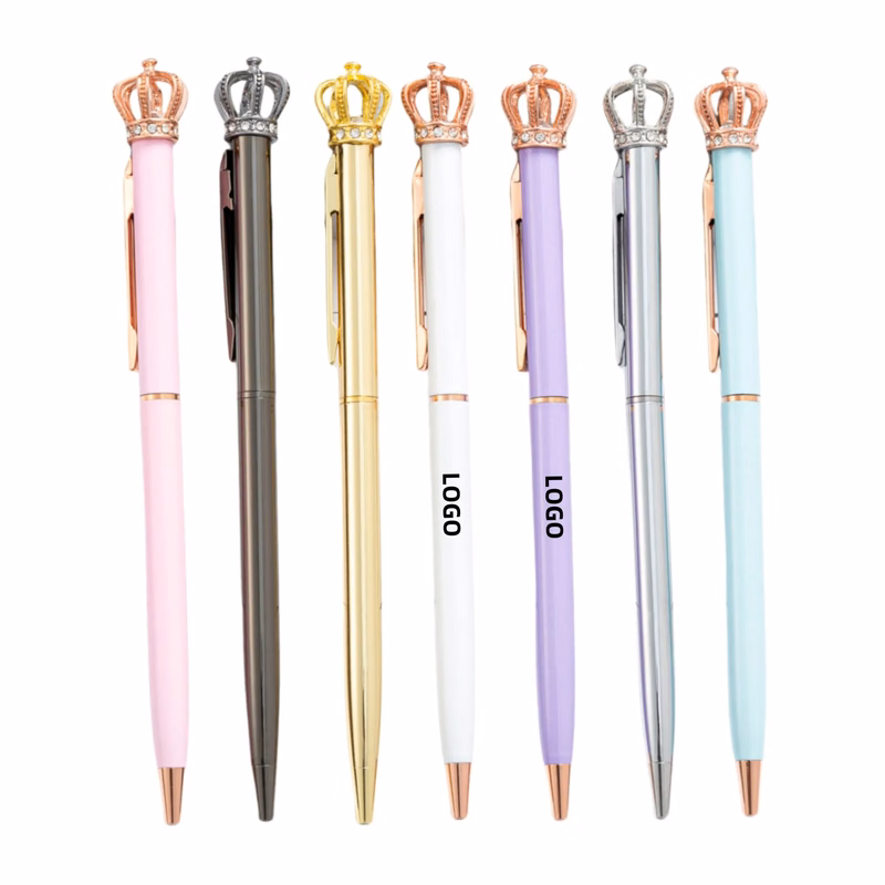 MOQ 50 Crystal Crown Shape Ballpoint Pen
