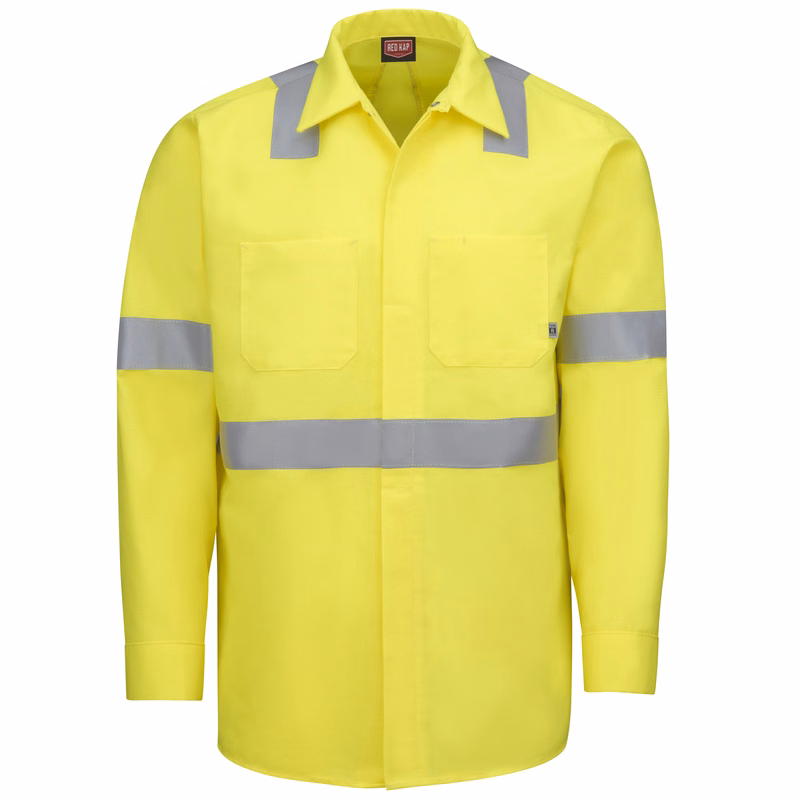 Red Kap® Long Sleeve Hi-Visibility Ripstop Work Shirt with MIMIX® + OilBlok, Type R Class 2