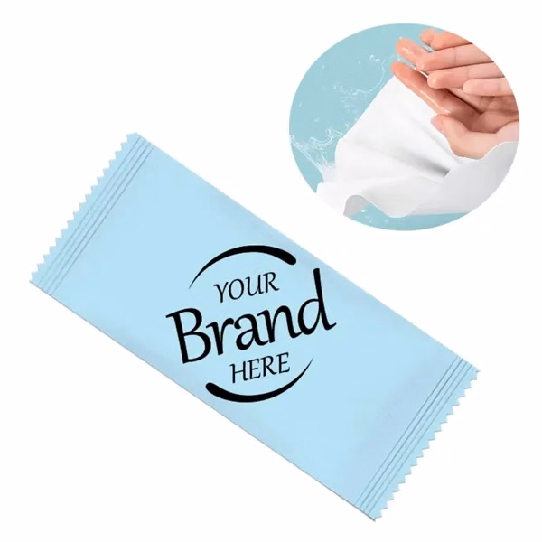 Custom Individual Wrapped Wet Wipe Packets — Portable Hygiene Travel Gift