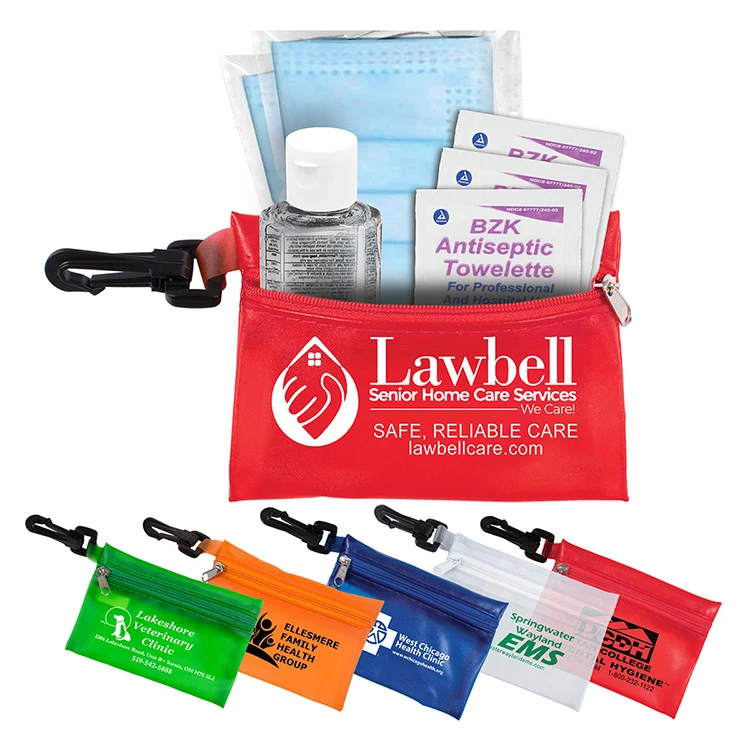 "Everything Essential" Mask & Sanitizing Protection Pack in Translucent Zipper Pouch With Plastic Ho 1
