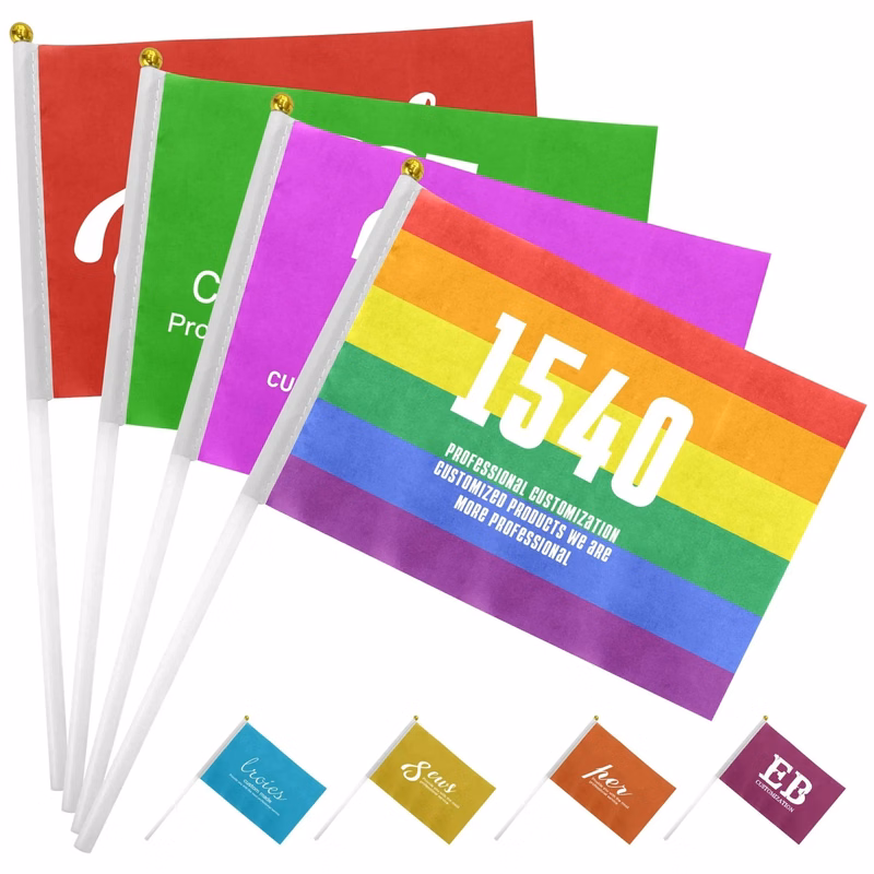 Full-Color Hand Held Polyester Mini Stick Flags
