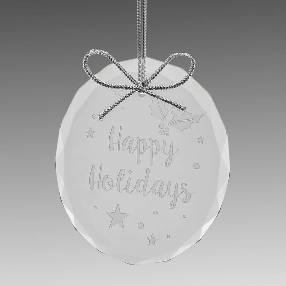3" Oval Starfire Glass Faceted Ornament 1