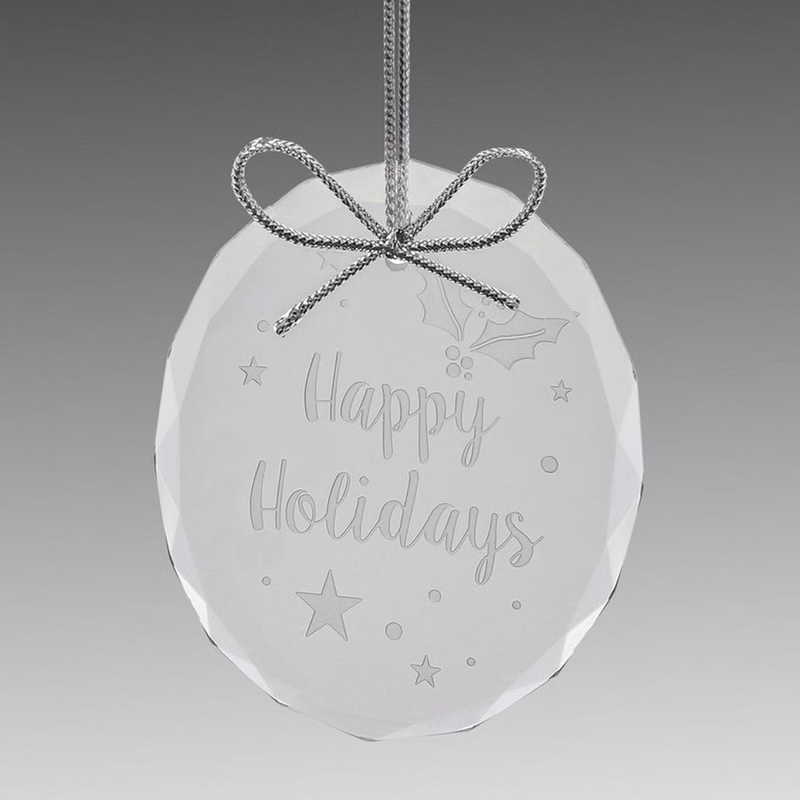 3" Oval Starfire Glass Faceted Ornament