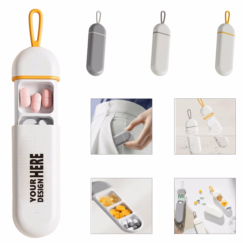 Portable Mini Pill Box with Three Compartments