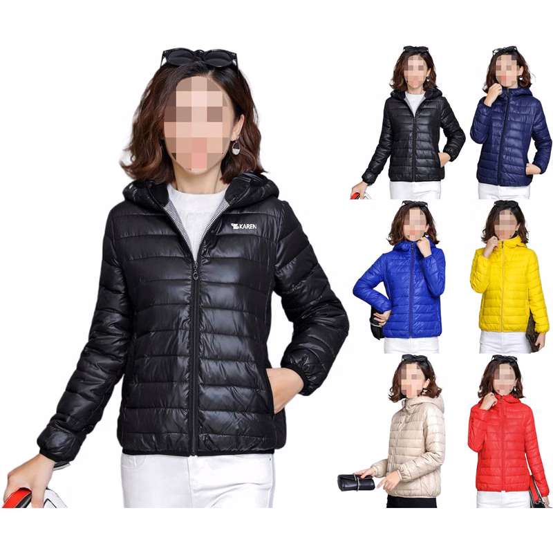 Lightweight Winter Insulated Zip-Up Hooded Jacket