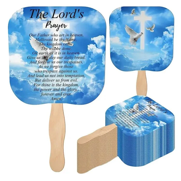 Custom Wooden Handle Round Paper Fan 1