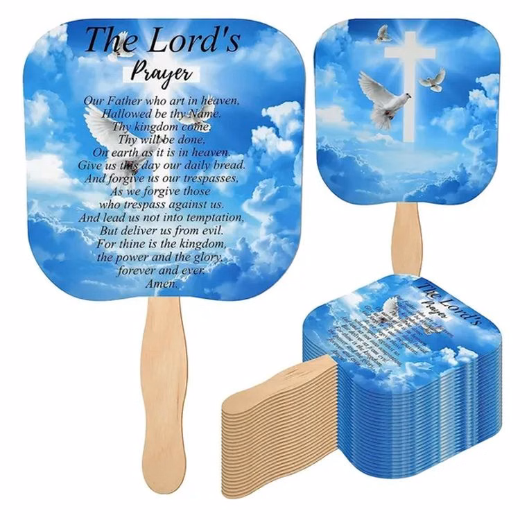 Custom Wooden Handle Round Paper Fan
