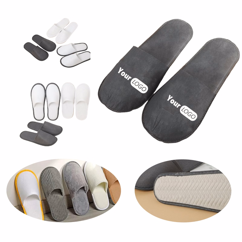 11.4 Inch Non-Slip Coral Plush Slippers for Hotel Airline Sp