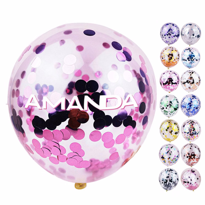 12" Party Decorations Transparent Confetti Latex Balloons