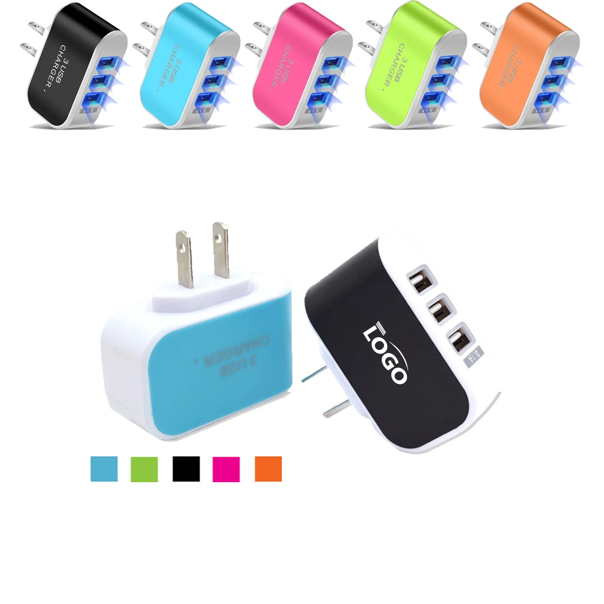 MOQ 100pcs 3 USB Led Luminous Charger 1