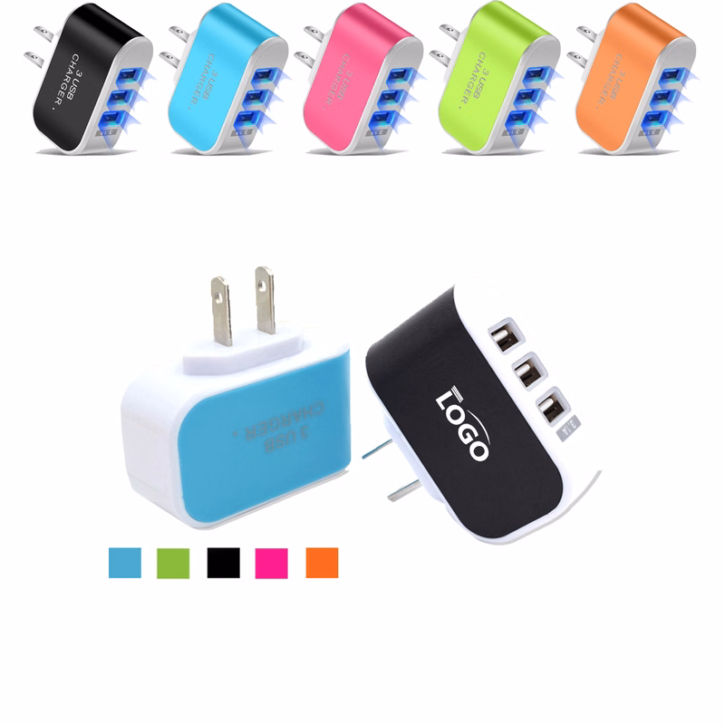 MOQ 100pcs 3 USB Led Luminous Charger