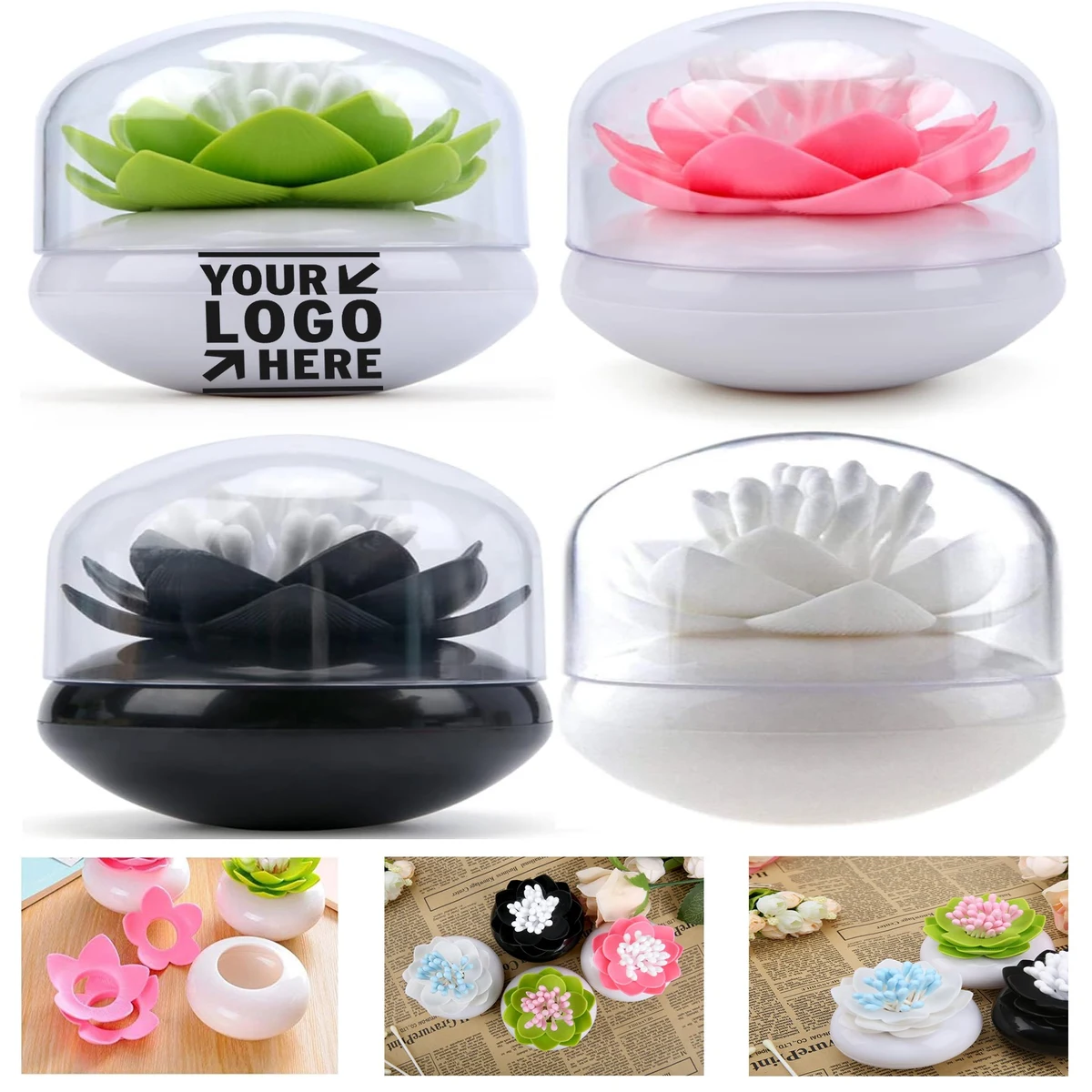 Cotton Swab Unique Lotus Qtip Holder Container Bathroom Organizer Decor Toothpicks 1
