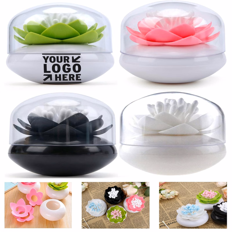 Cotton Swab Unique Lotus Qtip Holder Container Bathroom Organizer Decor Toothpicks