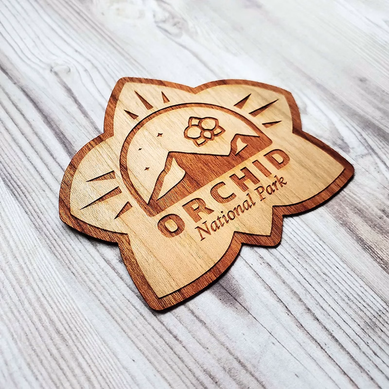 Laser Etched Cherry Wood Stickers