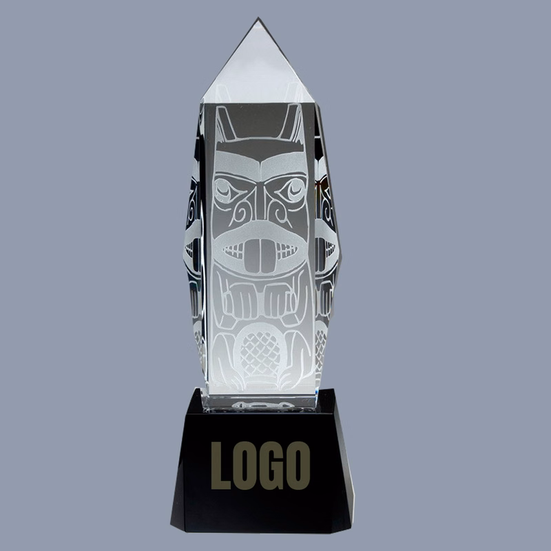 Large Optical Crystal Liberty Obelisk Award with Crystal Base