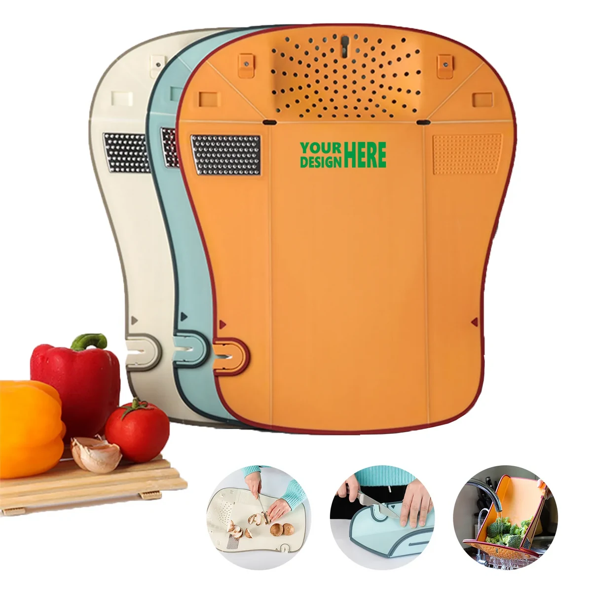 Multifunctional 6-in-1 BPA-Free Cutting Board with Built-in 1