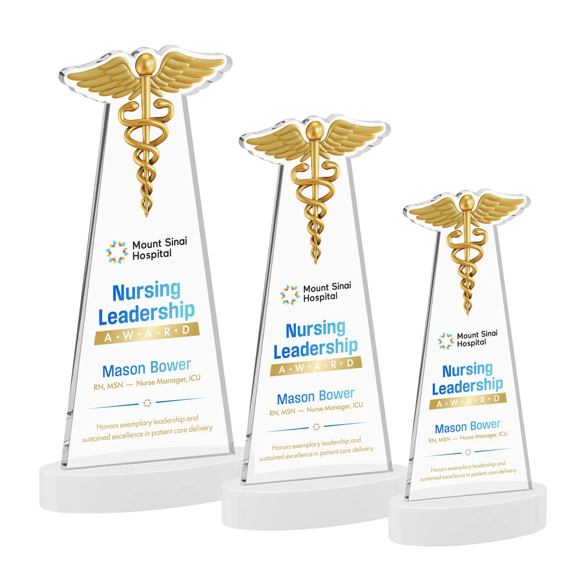 Caduceus VividPrint™ Award on Alberton Base - White 1